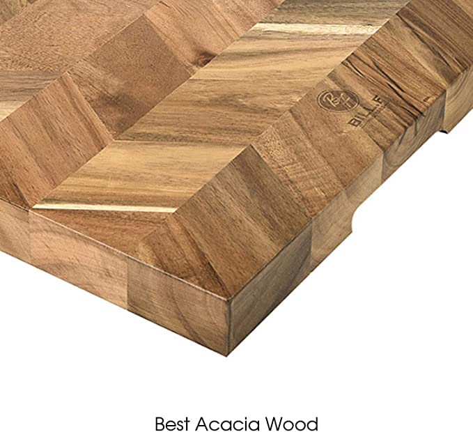 Bill F since 1983 Schneidebrett, Akazienholz, Schneidebrett mit spezieller Endmaserung, professionelles Schneidebrett, groß, 46 x 33 x 2,5 cm