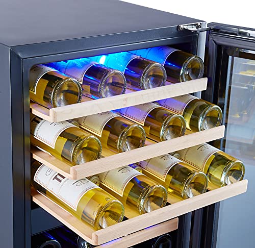 Kalamera Weinkühlschrank 2 Zonen, Edelstahloptik, 45 Flaschenn, 120 Liter mit Zwei Kühlzonen