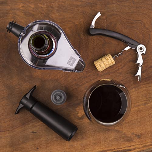 Vacu Vin 09814606 Weinpumpe schwarz mit 2 Stopfen