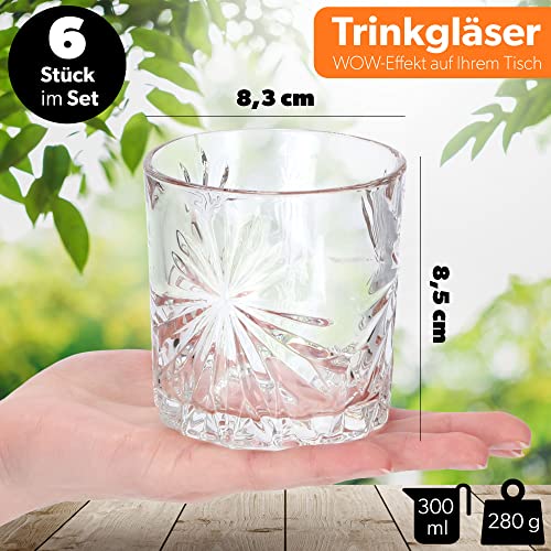 KADAX Trinkgläser, 6er Set, Saftgläser aus Glas, modernes Design 300ml