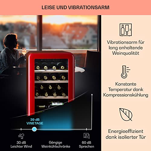 Klarstein Weinkühlschrank, Getränkekühlschrank Schmal, Kühlschrank mit Glastür