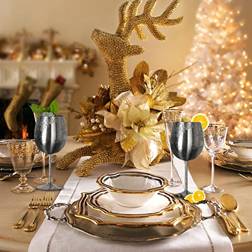 LELELINKY Weinglas, 350ml, Edelstahl Rotweingläser, Schwarz, 2er set