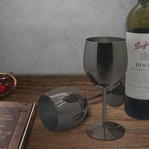 LELELINKY Weinglas, 350ml, Edelstahl Rotweingläser, Schwarz, 2er set