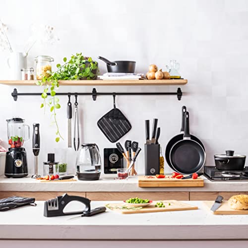 MasterChef Schneidebrett Holz, Holzbrett Küche aus Bambus, für Fleisch, Schinken, Brot, Käse, mit Saftrille und Anschlagkante, Natürlich, Nachhaltig, Spülmaschinenfest