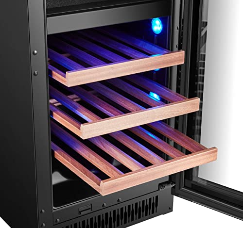 BODEGA43-28 Schmaler Weinkühlschrank Freistehend und Einbau mit 2 Zonen, 74 Liter und 28 Flaschen