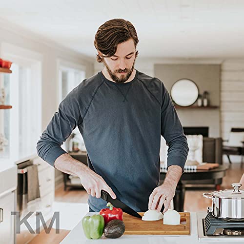 KITCHENMAPE Schneidebretter aus Bambus mit Saftrille - 37x24cm / 31x20cm / 23x15cm - 3 teiliges Schneidebrett Set - Küchenbrett extra groß - Holzbretter ideal zum Kochen - perfekt für Deine Küche