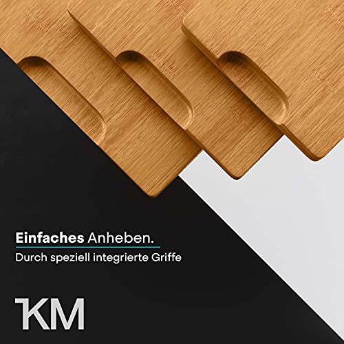 KITCHENMAPE Schneidebretter aus Bambus mit Saftrille - 37x24cm / 31x20cm / 23x15cm - 3 teiliges Schneidebrett Set - Küchenbrett extra groß - Holzbretter ideal zum Kochen - perfekt für Deine Küche