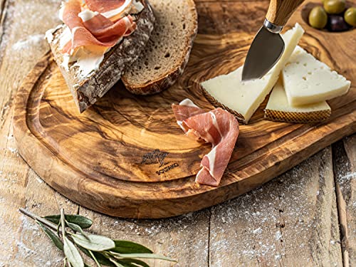SOLTAKO Olivenholz Schneidebrett, Holzbrett, Servierbrett, Steakbrett, Käsebrett