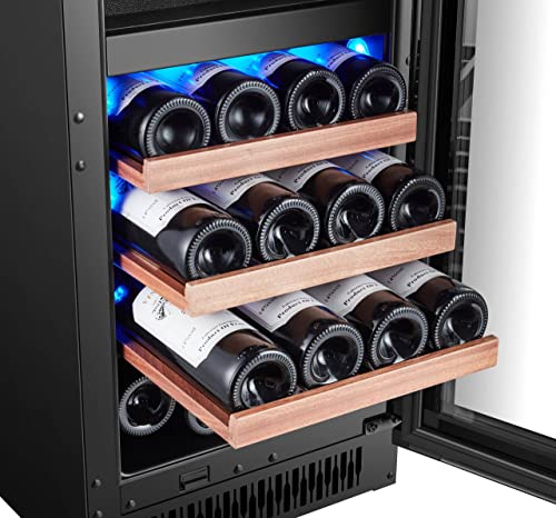 BODEGA43-28 Schmaler Weinkühlschrank Freistehend und Einbau mit 2 Zonen, 74 Liter und 28 Flaschen