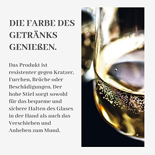 KADAX Weißweingläser aus Kristallglas, 6er Set, 360ml, mit langem Stiel