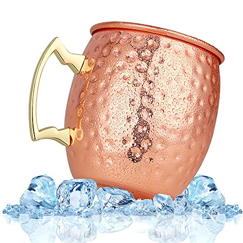 Moscow Mule Becher 4er Set, 4 x 18oz Kupferbecher, inkl. 4 Strohhalme, Edelstahl