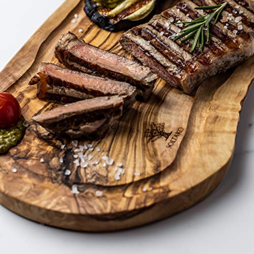SOLTAKO Olivenholz Schneidebrett, Holzbrett, Servierbrett, Steakbrett, Käsebrett