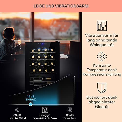 Klarstein Shiraz Getränkekühlschrank, Weinkühlschrank Schmal mit 1 Zone, Kühlschrank mit Glastür
