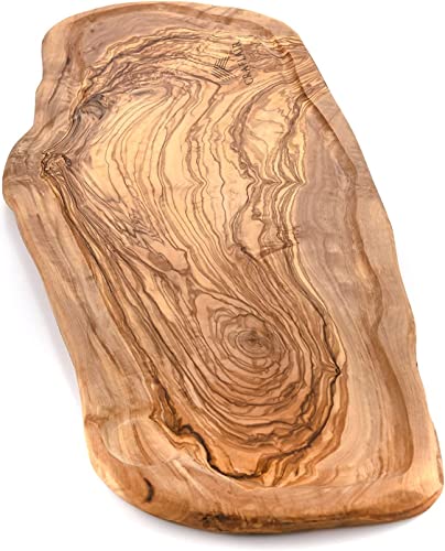 CRAFLAIR ~ 49-56 cm ~ XL Schneidebrett Olivenholz mit Saftrand ~ extra großes Servierbrett ~ Käsebrett Rustikal ~ Holzbrett ~ Serviertablett Holz ~ Servierplatte ~ Frühstücksbrettchen