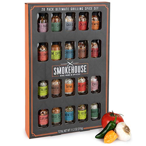 Thoughtfully - BBQ Gewürze Geschenkset - Set mit 20 Barbecue Grillgewürzen für die Grillparty - 20 Gewürzmischungen