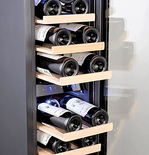 Kalamera Kleiner Weinkühlschrank für 19 Flaschen, 75 Liter, Temperaturzonen 5-10°C/10-18°C