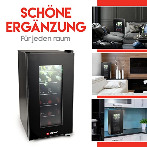 Alpina Weinkühlschrank 18 Flaschen Kapazität, Temperatur Regelbar von 11°C bis 22°C