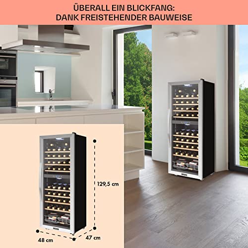 Klarstein Weinkühlschrank, Getränkekühlschrank Schmal, Kühlschrank mit Glastür