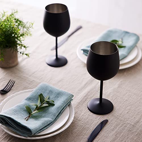 Oak & Steel, 4 Edelstahl Weingläser, 540ml, Schwarz, Robust & Unzerbrechlich
