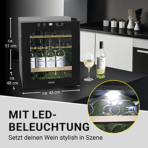 N8WERK Weinkühlschrank für bis zu 15 Flaschen Wein, Leise Kompressortechnologie|, freistehend