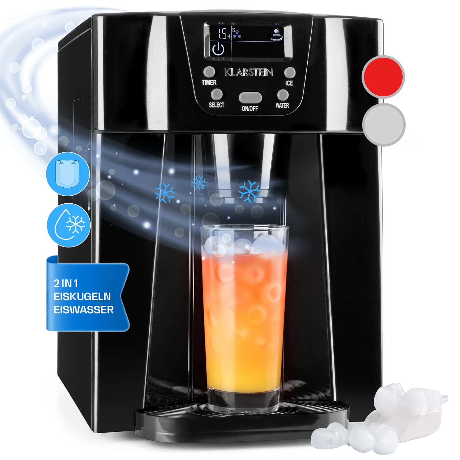 Klarstein Eiswürfelmaschine Klein, Ice Cube Maker, Schneller Eiswürfelbereiter