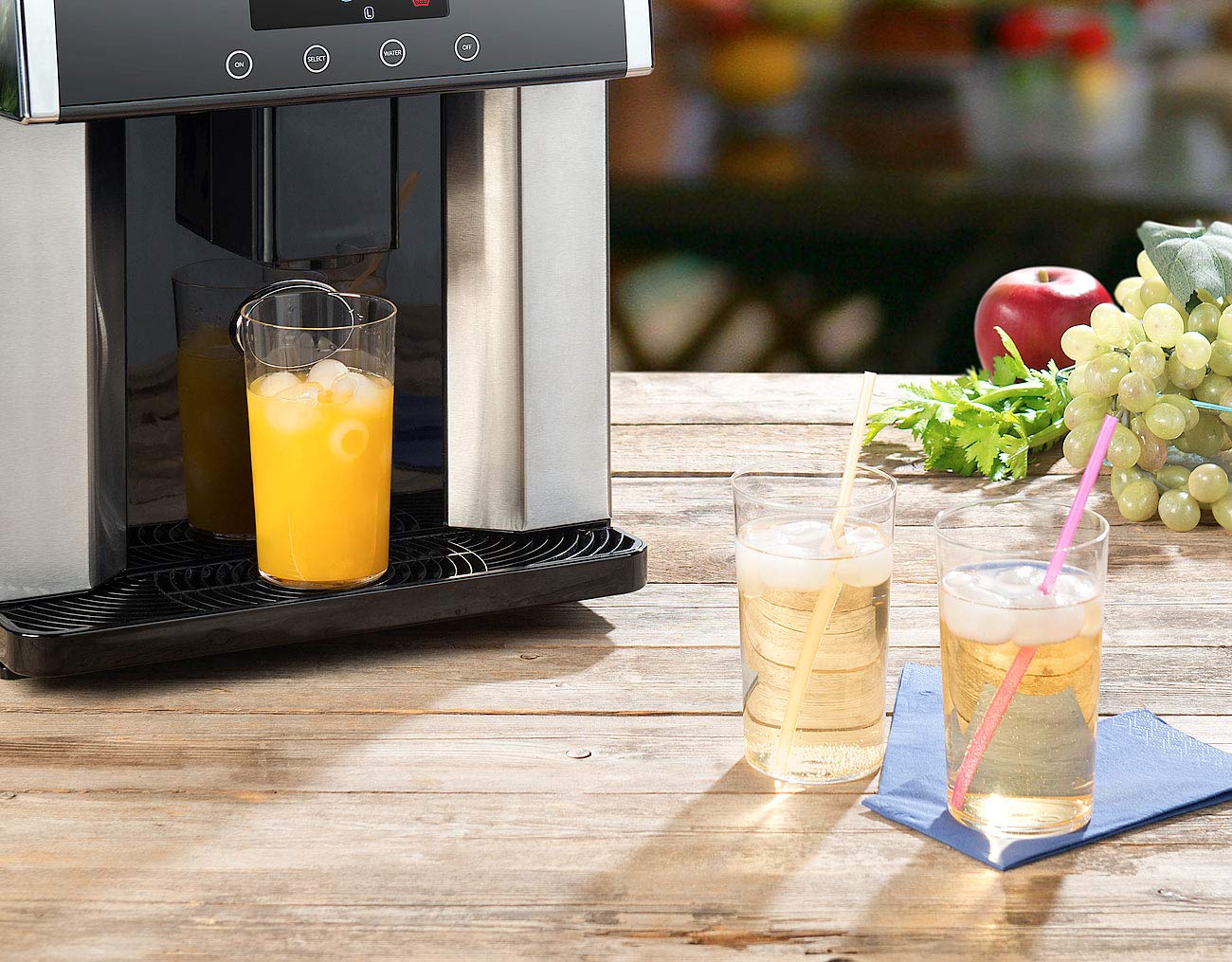 Rosenstein & Söhne Eiswürfelbereiter: Eiswürfelmaschine & Wasserspender V2 mit XL-Display