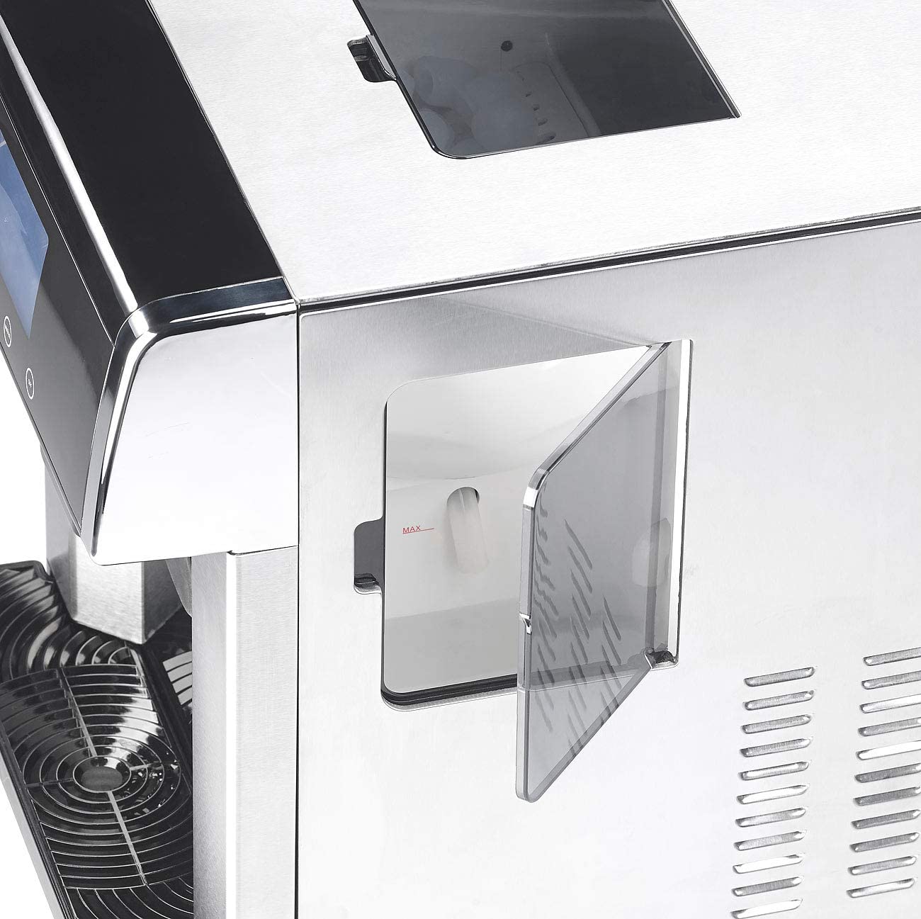 Rosenstein & Söhne Eiswürfelbereiter: Eiswürfelmaschine & Wasserspender V2 mit XL-Display