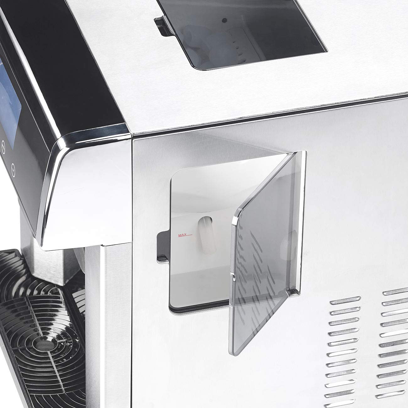 Rosenstein & Söhne Eiswürfelbereiter: Eiswürfelmaschine & Wasserspender V2 mit XL-Display