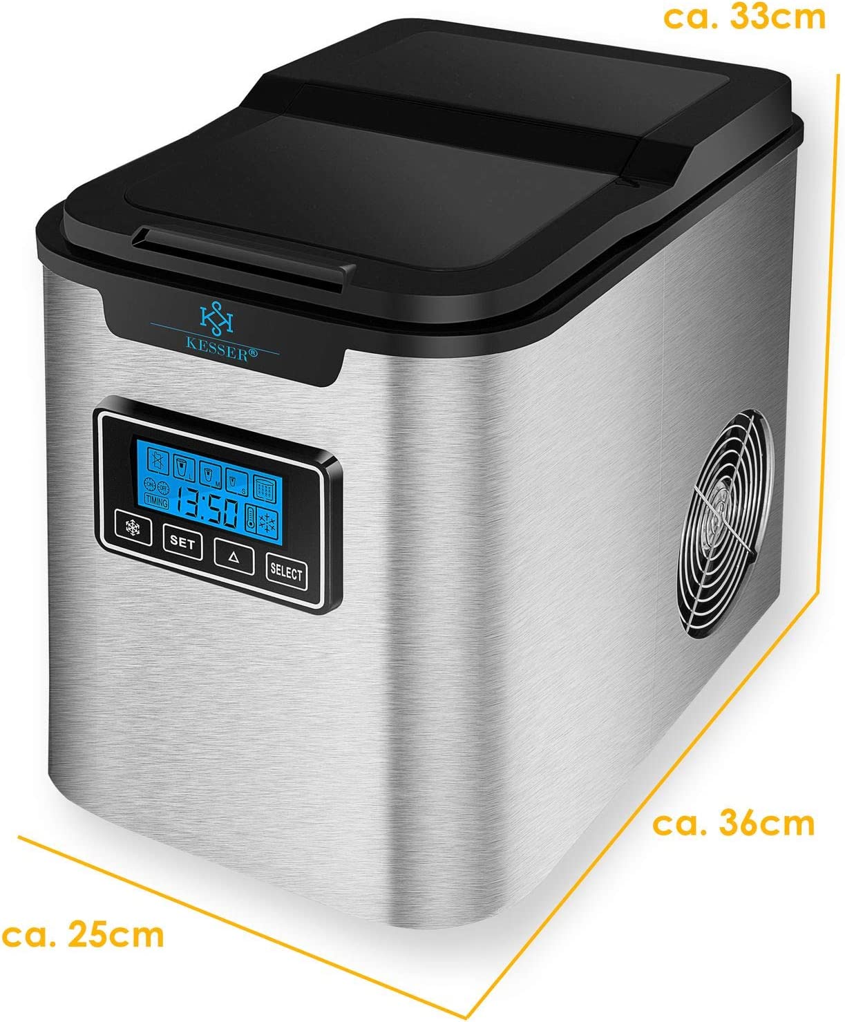 KESSER® Eiswürfelbereiter, Eiswürfelmaschine Edelstahl 150W, 12 kg in 24 h