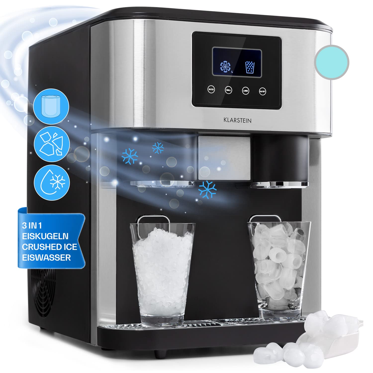 Klarstein Eiswürfelmaschine Klein, Crushed Ice Maschine & Ice Cube Maker