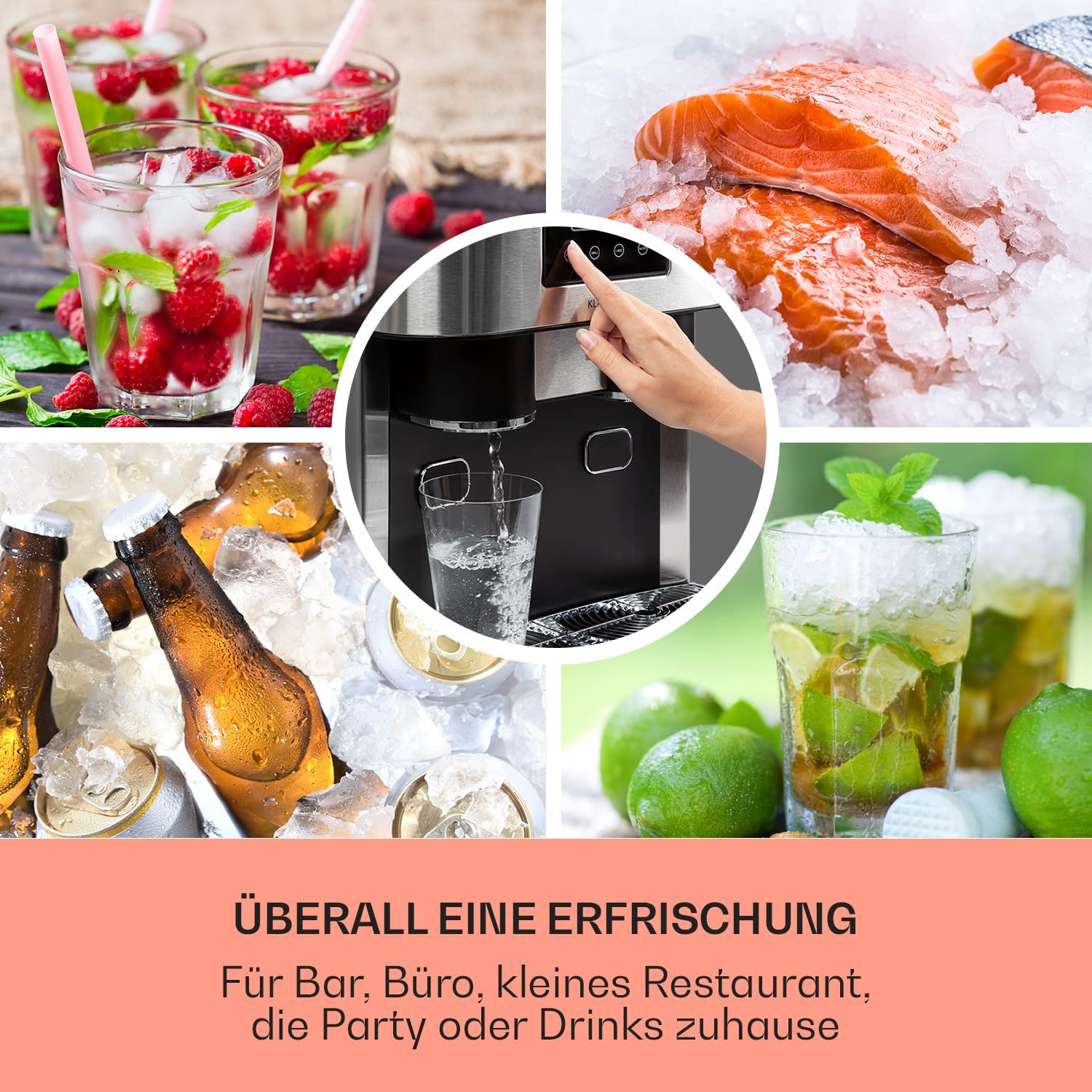 Klarstein Eiswürfelmaschine Klein, Crushed Ice Maschine & Ice Cube Maker