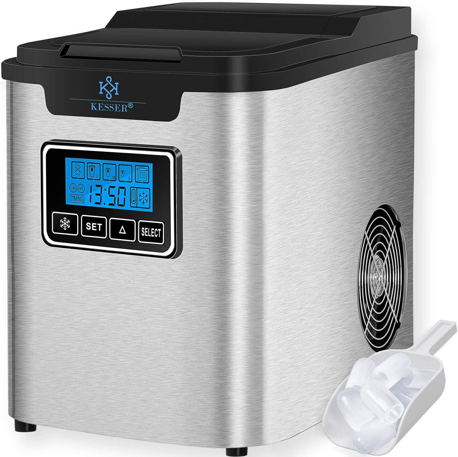 KESSER® Eiswürfelbereiter, Eiswürfelmaschine Edelstahl 150W, 12 kg in 24 h