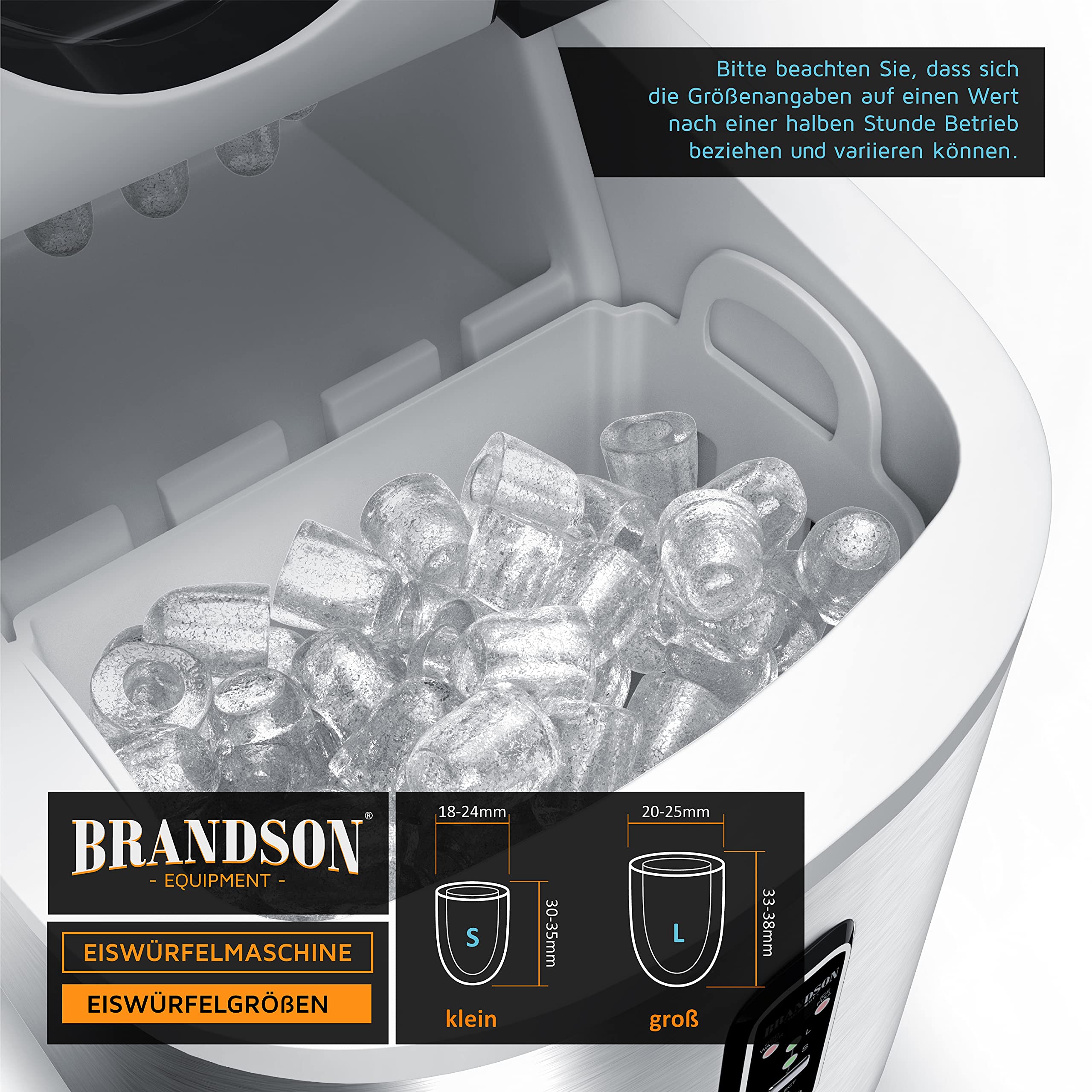 Brandson Eiswürfelmaschine – Eiswürfelbehälter 2,2 Liter - Edelstahl